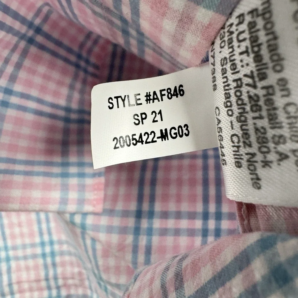 J Crew Shirt Men XL Slim Flex Washed‎ Button Front Pink Blue Plaid Stretch NWT
